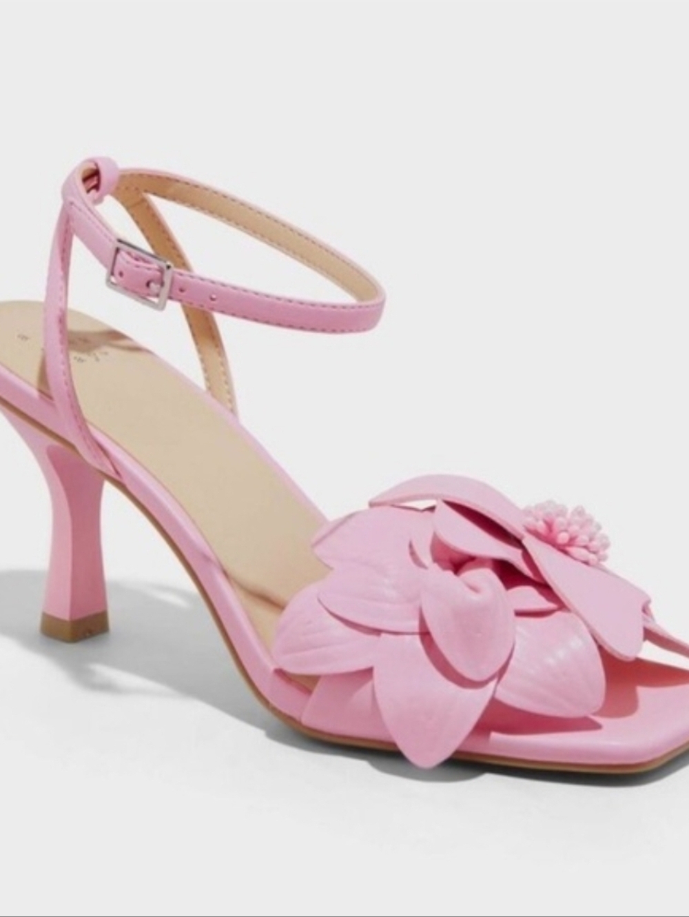 a new day Pink Floral Applique Slingback Heels Size 11 - Picture 4 of 5